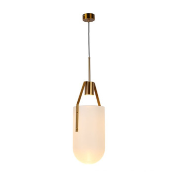 Modern simplicity round glass chandelier white color metal pendant lamp for home decoration